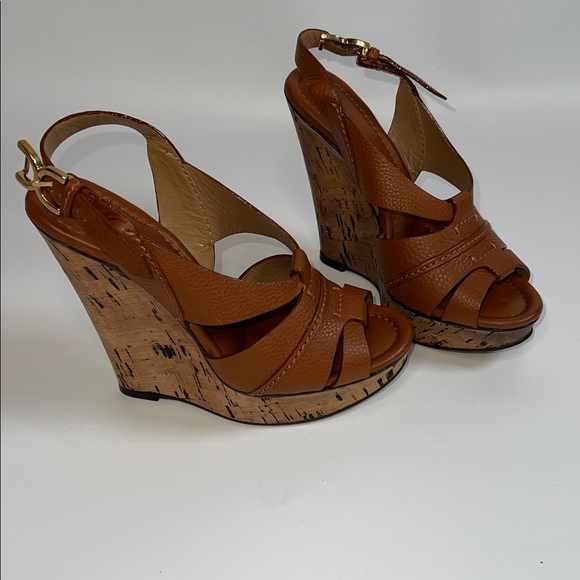 ❤️NWT CHLOE RENNA CALF 100 CORK WEDGE IN COGNAC CH16066 SIZE 39 - Picture 6 of 13